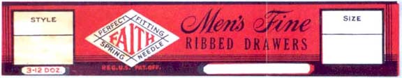Faith Mills 'ribbed drawers' label