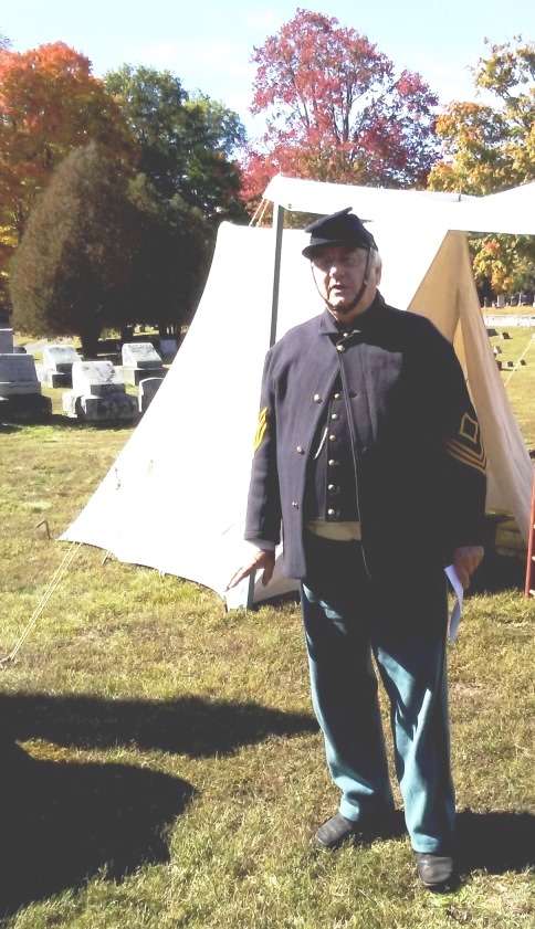 Sgt. Clark at tent (J. Tremont photo)