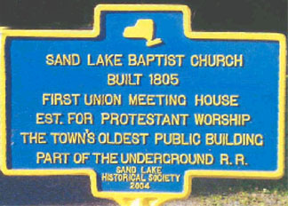 Historical marker for Sand Lake Baptist Church.