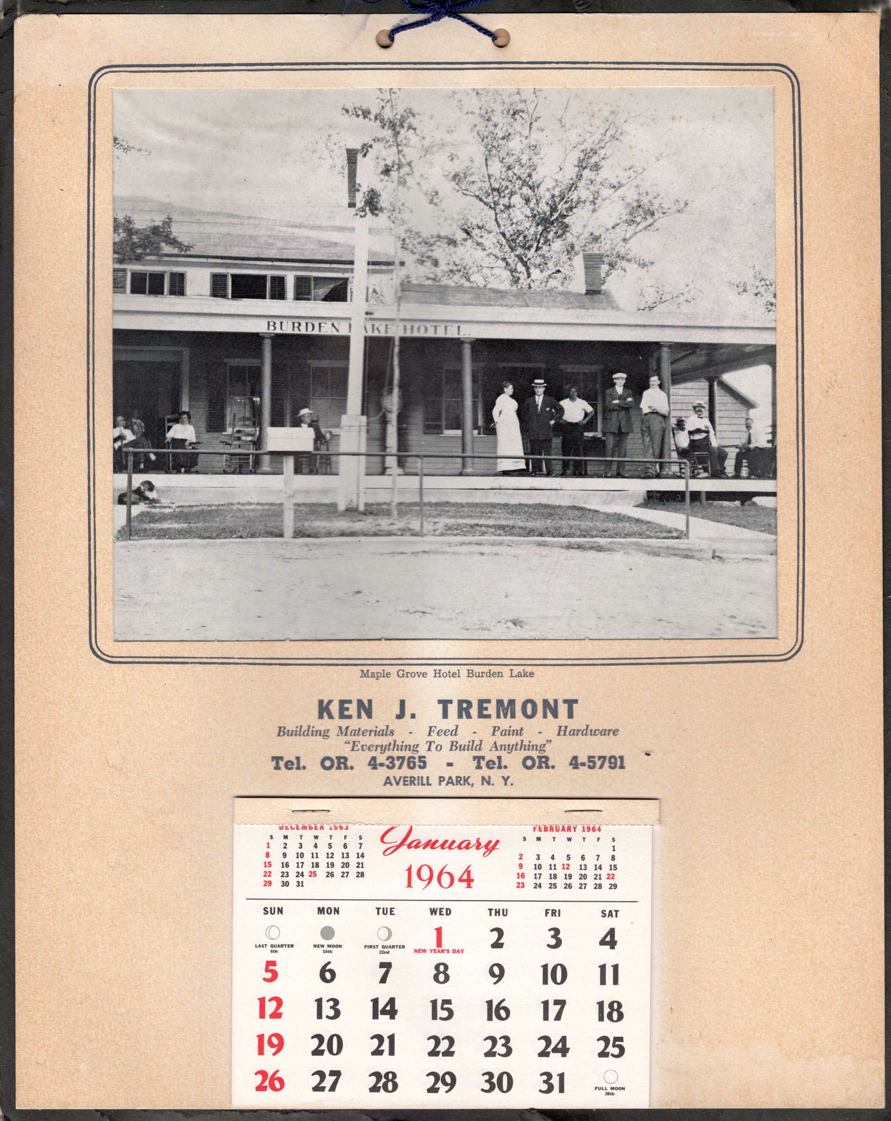 Tremont Lumber Company calendar from 1964.