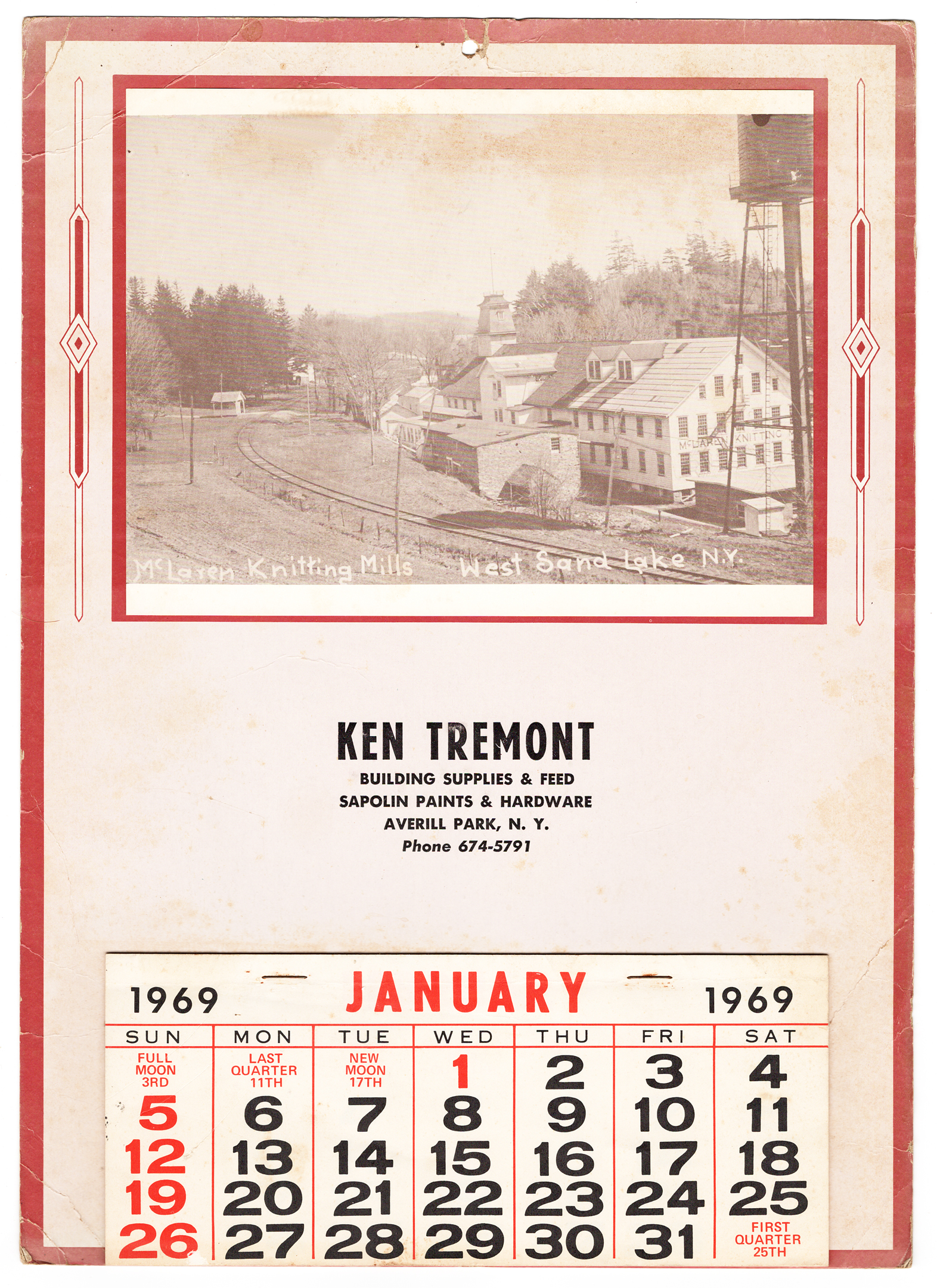 Tremont Lumber Company calendar from 1969.