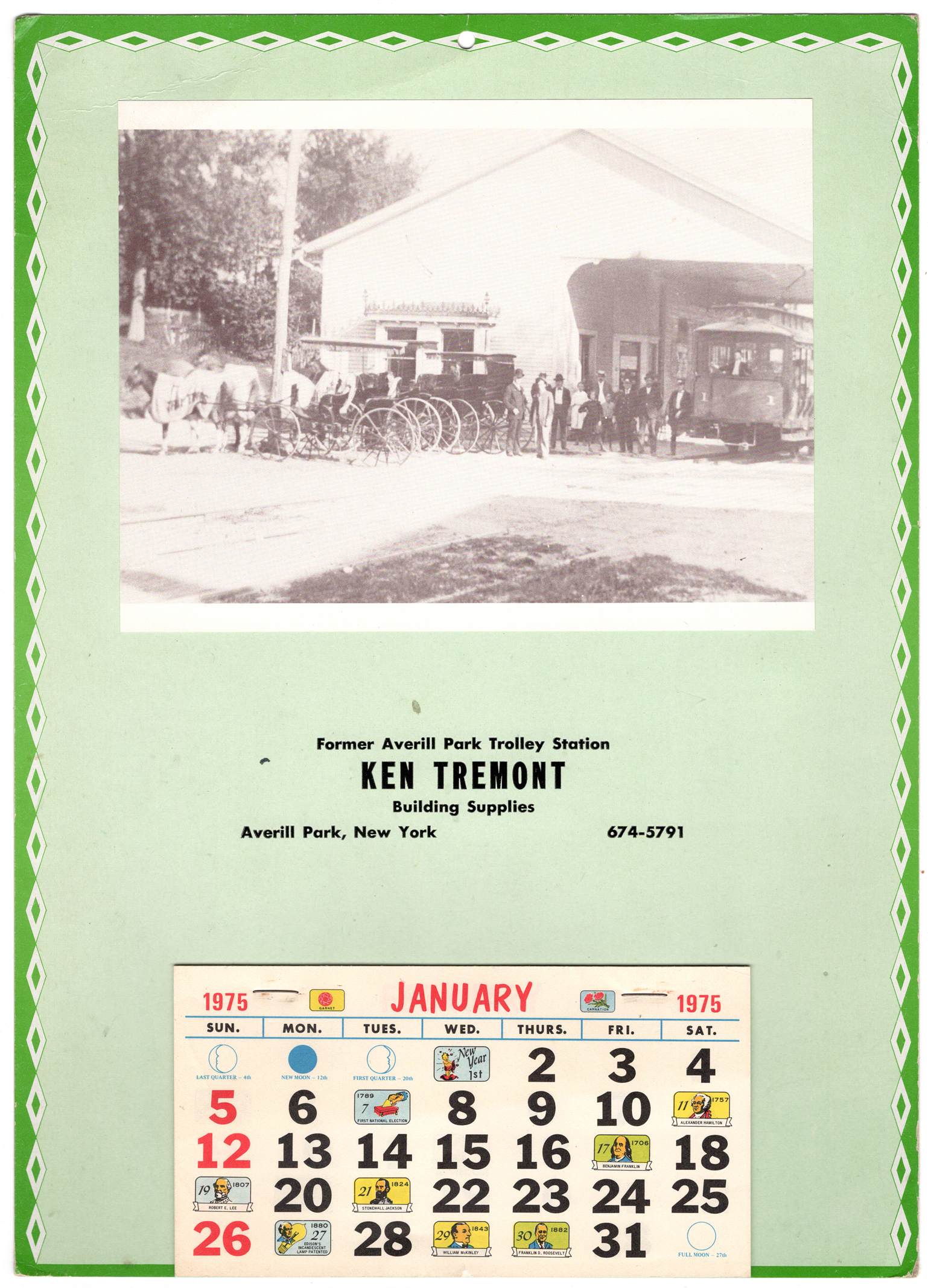 One of two Tremont Lumber Company calendars from 1975.