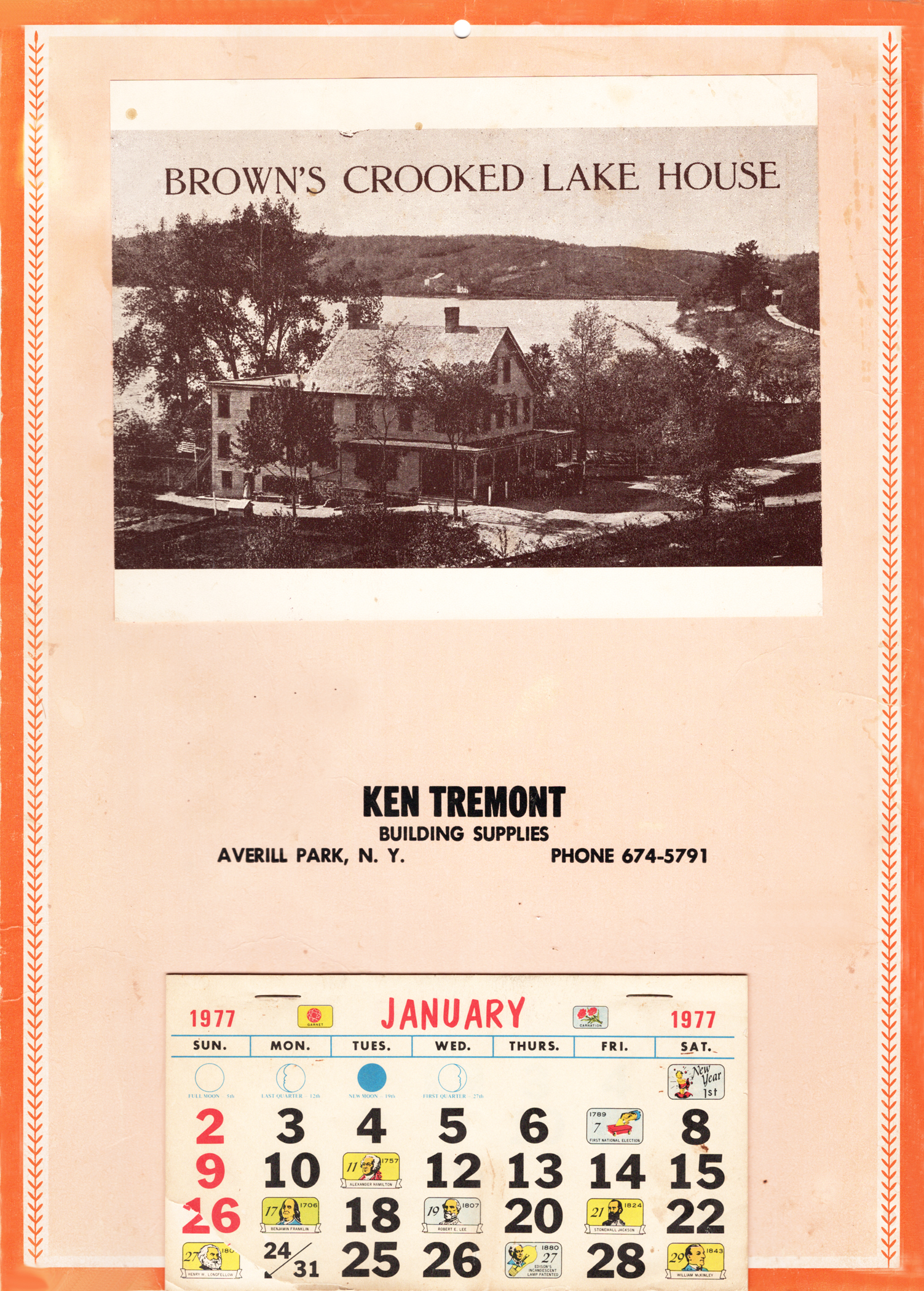 Tremont Lumber Company calendar from 1977.