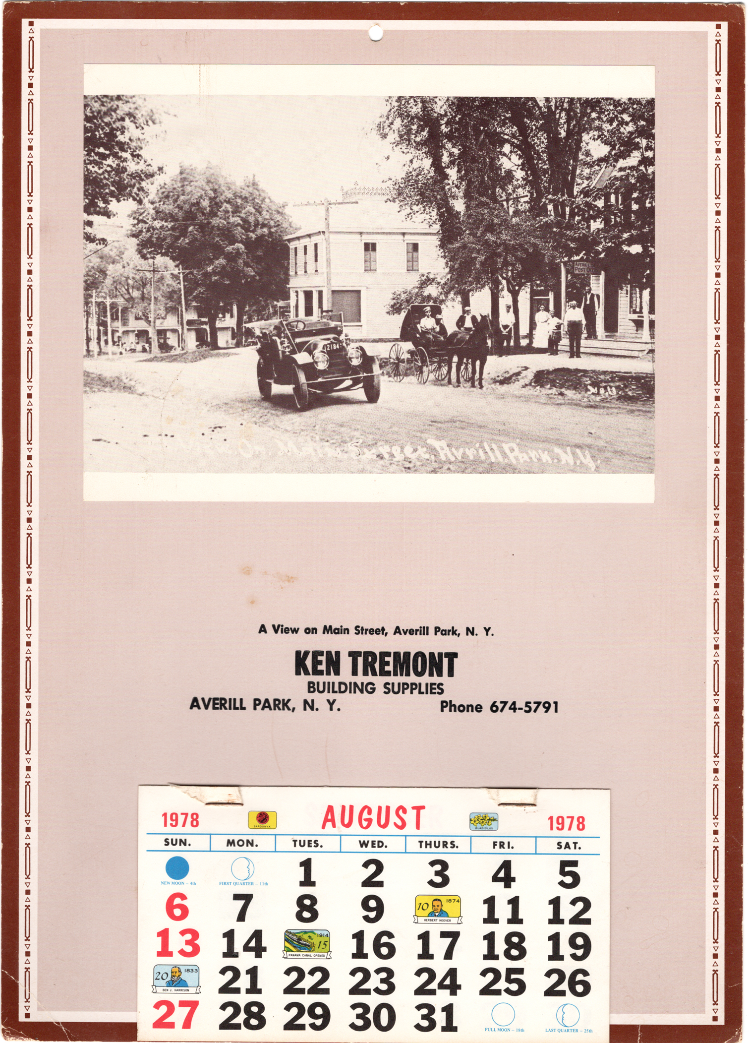 Tremont Lumber Company calendar from 1978.