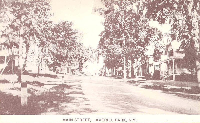 Early 20th century view of Main Street Averill Park looking north towards the intersection of State Route 43 and 'old route 66'; click for a larger version.