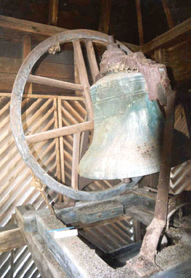 The Jones bell in the West Sand Lake Bible Baptist Church. Click for a larger version.