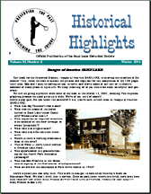 Front page of a typical issue of Historical Highlights, SLHS's newsletter