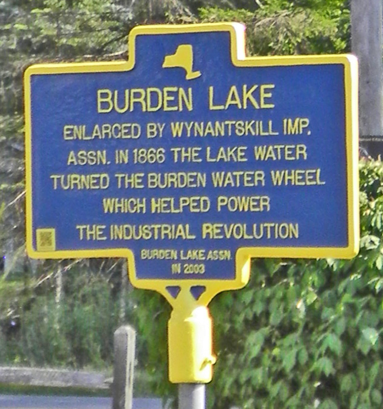 closeup of Burden Lake marker
