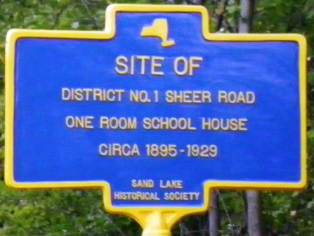 Historical marker for site of 'District 1' school house.