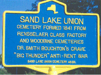 Historical marker for Sand Lake Union Cemetery in Sand Lake.