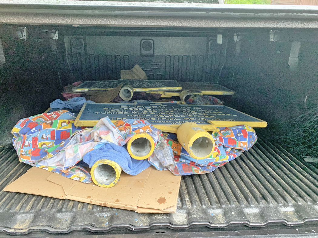 markers loaded in pickup truck