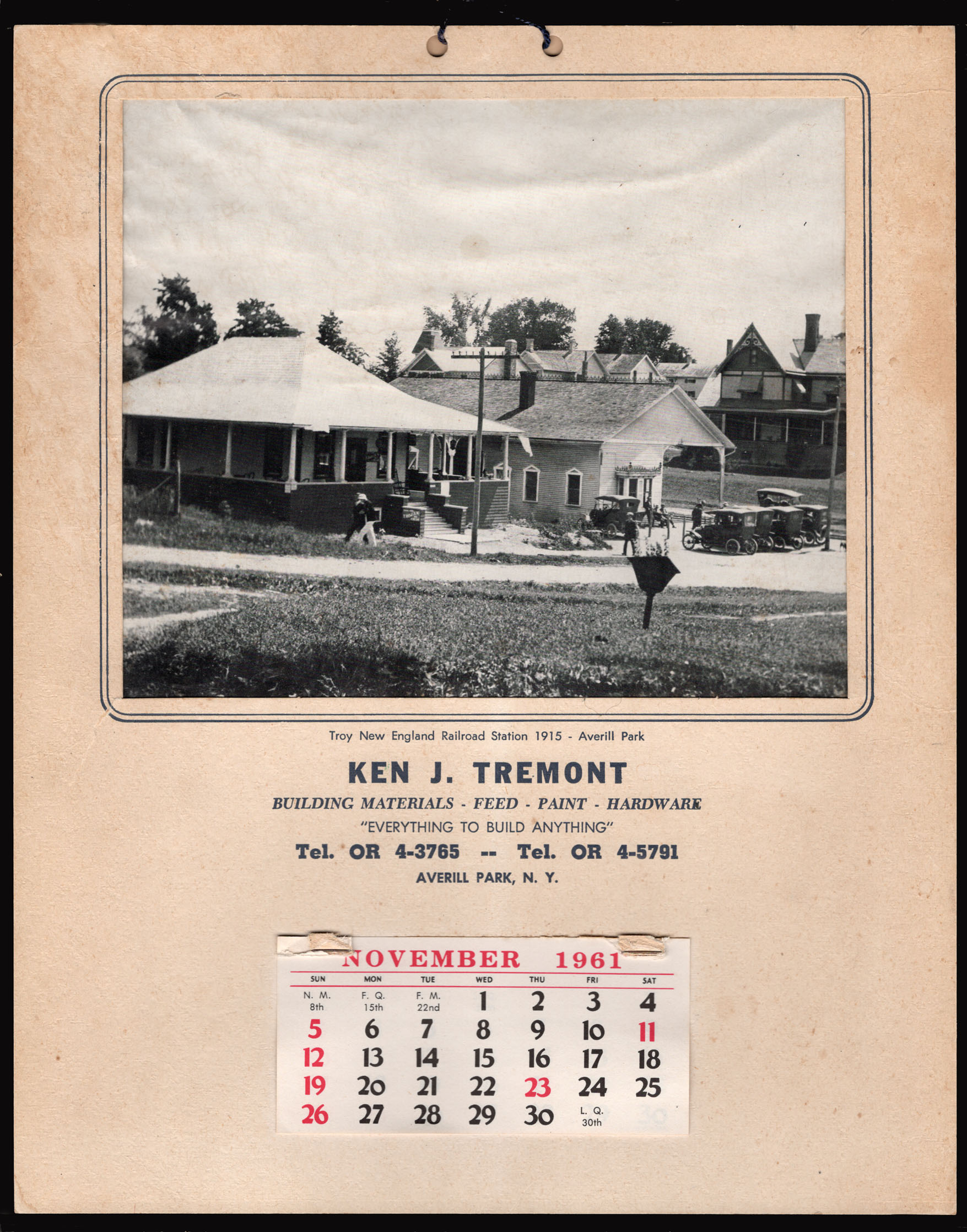 Tremont Lumber Company calendar from 1961.
