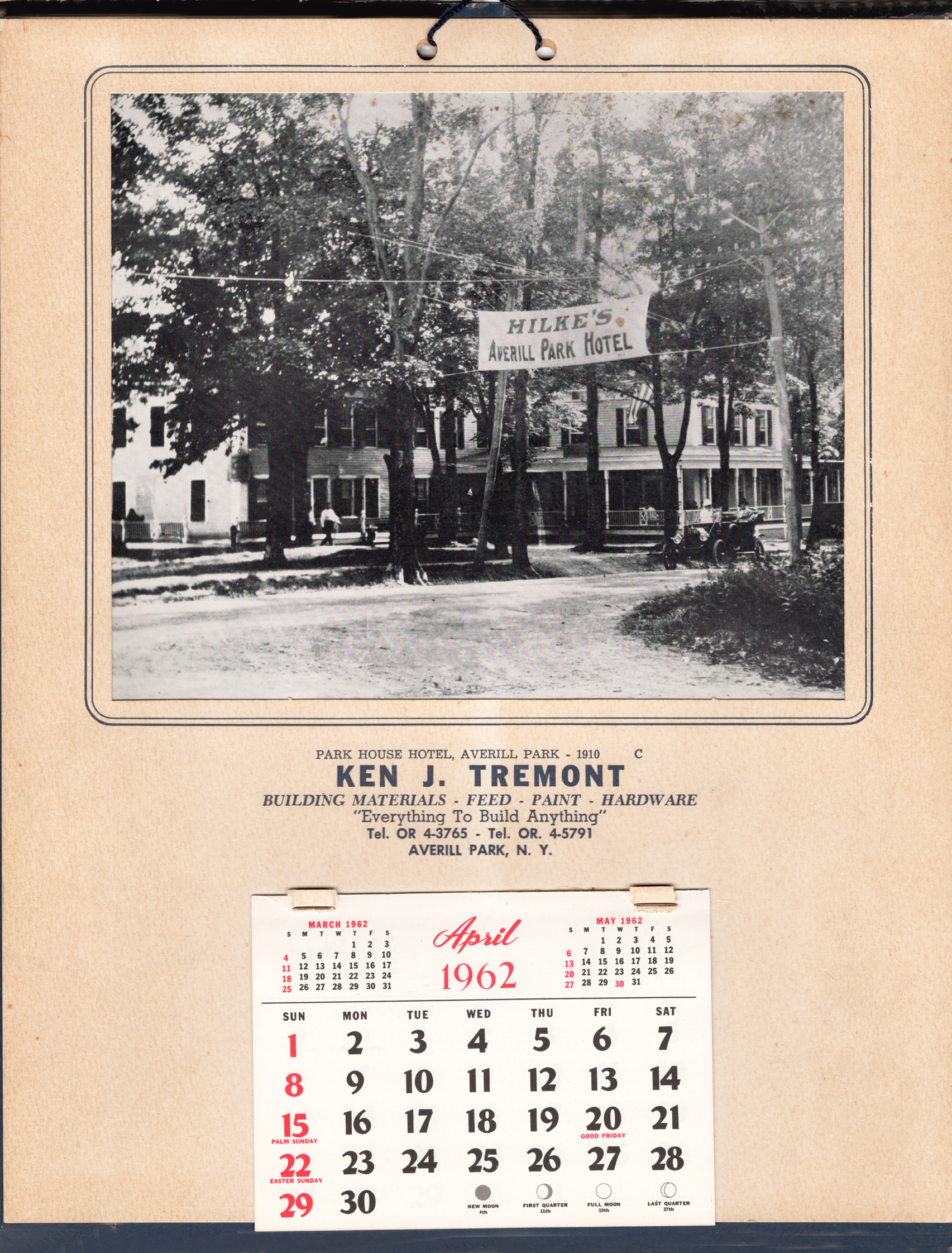 Tremont Lumber Company calendar from 1962.