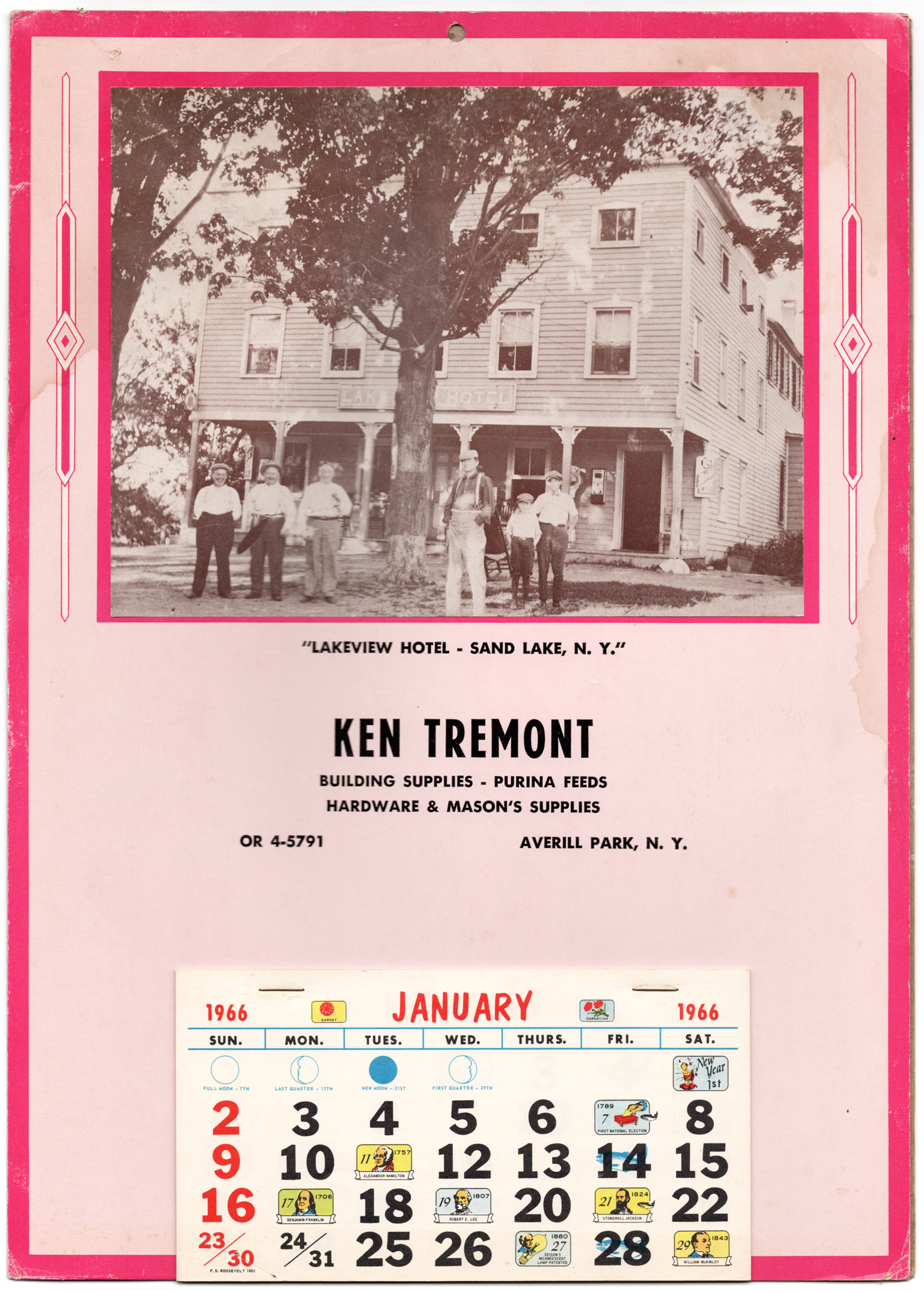 Tremont Lumber Company calendar from 1966.