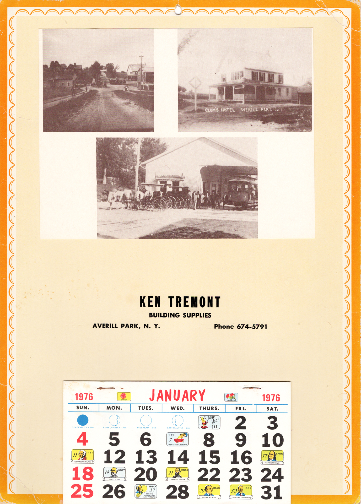 Tremont Lumber Company calendar from 1976.